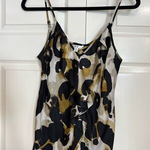 CAbi Womens Sleeveless Blouse Leopard Print Black/Tan Size Medium Like New